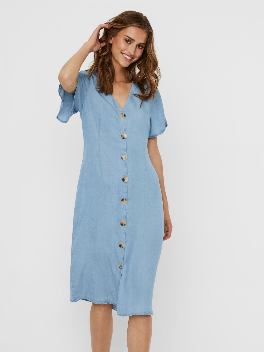 plade Afgang til musikkens Vero Moda Dresses & Jumpsuits | Viviana Midi Tencel Shirt Dress light blue  denim - Womens · MC MyCard